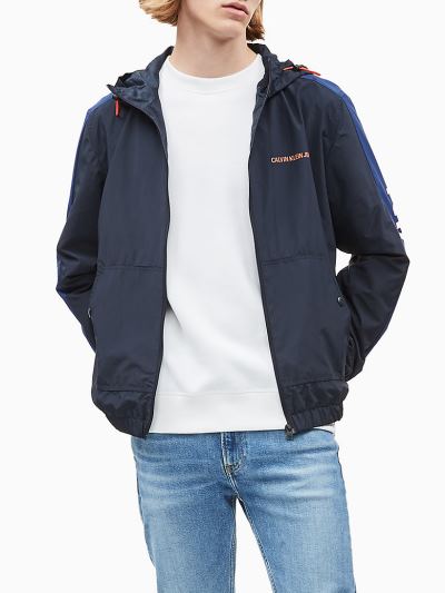 Calvin Klein Ruhák HU464994 | Calvin Klein Logo Férfi Széldzseki Sötétkék